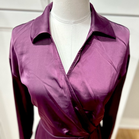 NWT Banana Republic Plum Color Side Ruched Dress - Picture 4 of 7